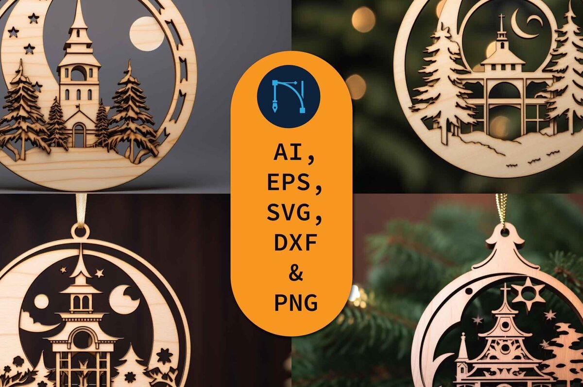 Σετ των 3 Intra απο ξύλο plywood 3mm-4mm πάχος Χριστουγεννιάτικο Στολίδι Woodcraft Δίασταση 4x4 cm INTRAFABR-79741419