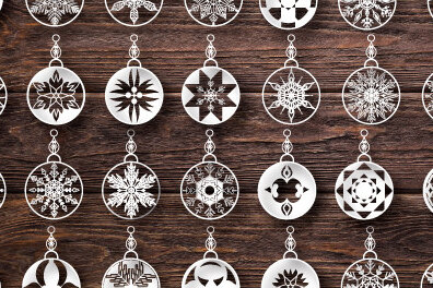 Σετ των 3 Intra απο ξύλο plywood 3mm-4mm πάχος Χριστουγεννιάτικα στολίδια 2 επιπέδων 763 Δίασταση 8x8 cm INTRAFABR-47505757