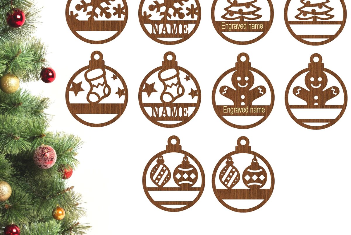 Σετ των 3 Intra απο ξύλο plywood 3mm-4mm πάχος Χριστουγεννιάτικα στολίδια, 5 σχέδια  Δίασταση 3x3 cm INTRAFABR-75783131