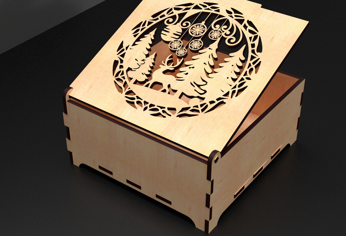 Σετ των 3 Intra απο ξύλο plywood 3mm-4mm πάχος Χριστουγεννιάτικα στολίδια κουτί 01 Δίασταση 5x5 cm INTRAFABR-104950994