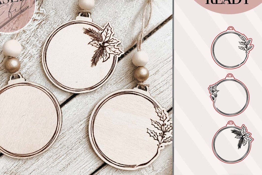 Σετ των 3 Intra απο ξύλο plywood 3mm-4mm πάχος Χριστουγεννιάτικων Στολίδι Δίασταση 8x8 cm INTRAFABR-72168614