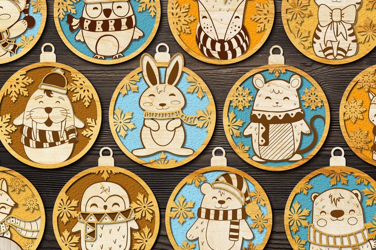 Σετ των 3 Intra απο ξύλο plywood 3mm-4mm πάχος ΧΡΙΣΤΟΥΓΕΝΝΙΑΤΙΚΑ ΣΤΟΛΙΔΙΑ Χριστουγεννιάτικο παιχνιδιών Δίασταση 4x4 cm INTRAFABR-46722403