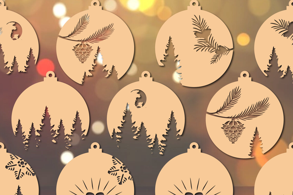 Σετ των 3 Intra απο ξύλο plywood 3mm-4mm πάχος Χριστουγεννιάτικα στολίδια Craft Cut Δίασταση 8x8 cm INTRAFABR-21547295