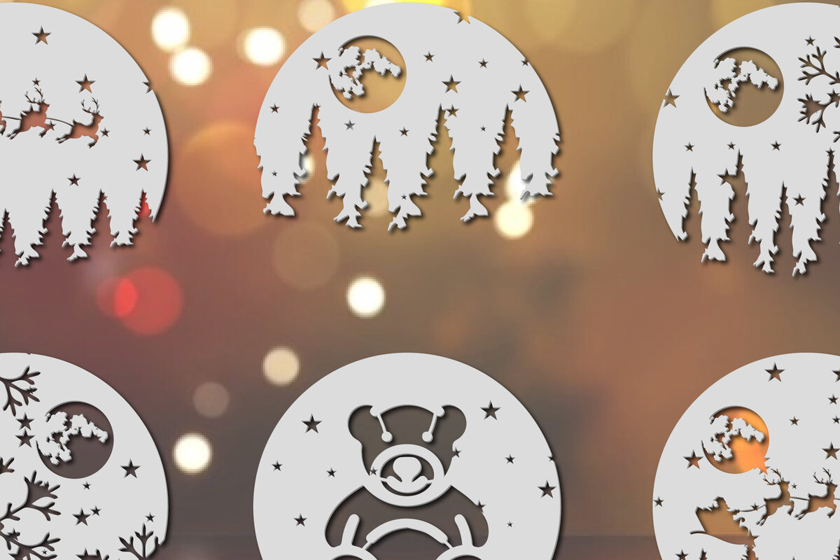 Σετ των 3 Intra απο ξύλο plywood 3mm-4mm πάχος Χριστουγεννιάτικα στολίδια κομμένο Δίασταση 8x8 cm INTRAFABR-20500646