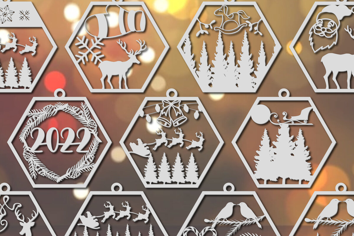 Σετ των 3 Intra απο ξύλο plywood 3mm-4mm πάχος Χριστουγεννιάτικα στολίδια κομμένο Δίασταση 8x8 cm INTRAFABR-20499990