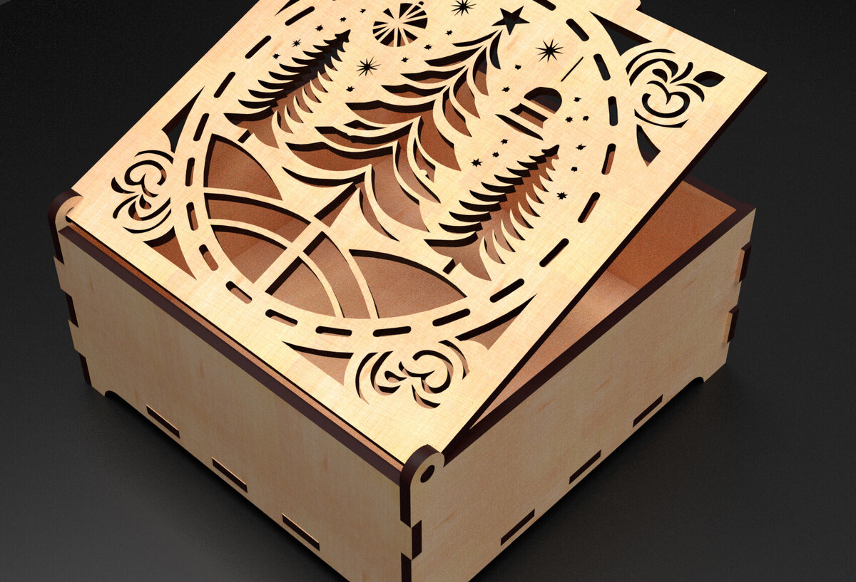 Σετ των 3 Intra απο ξύλο plywood 3mm-4mm πάχος Χριστουγεννιάτικα στολίδια Κουτί δώρου 02 Δίασταση 5x5 cm INTRAFABR-104951084