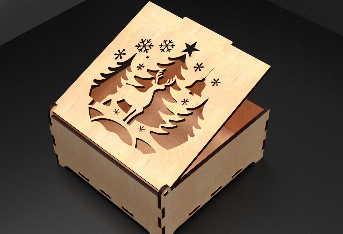 Σετ των 3 Intra απο ξύλο plywood 3mm-4mm πάχος Χριστουγεννιάτικα στολίδια Κουτί δώρου 03 Δίασταση 5x5 cm INTRAFABR-104951266