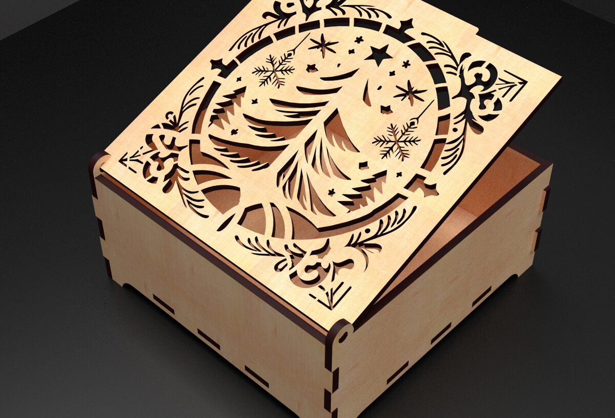 Σετ των 3 Intra απο ξύλο plywood 3mm-4mm πάχος Χριστουγεννιάτικα στολίδια Κουτί δώρου 04 Δίασταση 5x5 cm INTRAFABR-104951411