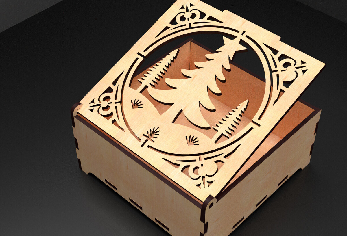 Σετ των 3 Intra απο ξύλο plywood 3mm-4mm πάχος Χριστουγεννιάτικα στολίδια Κουτί δώρου 05 Δίασταση 5x5 cm INTRAFABR-104951335