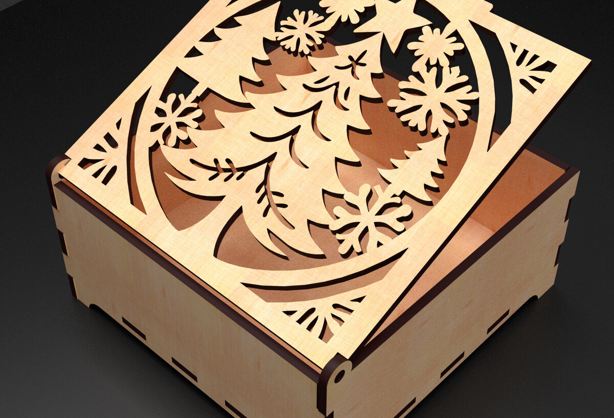 Σετ των 3 Intra απο ξύλο plywood 3mm-4mm πάχος Χριστουγεννιάτικα στολίδια Κουτί δώρου 06 Δίασταση 5x5 cm INTRAFABR-104951406