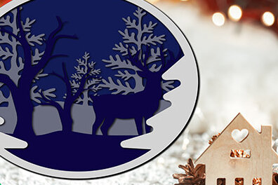 Σετ των 3 Intra απο ξύλο plywood 3mm-4mm πάχος Χριστουγεννιάτικα στολίδια, κομμένο Glowforge. Δίασταση 3x3 cm INTRAFABR-18721990