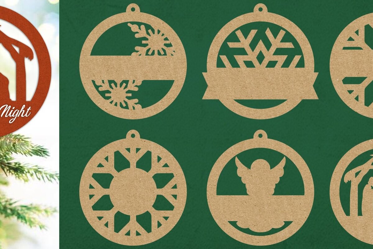 Σετ των 3 Intra απο ξύλο plywood 3mm-4mm πάχος κοπής με λέιζερ Χριστουγεννιάτικα στολίδια Δίασταση 8x8 cm INTRAFABR-123148033