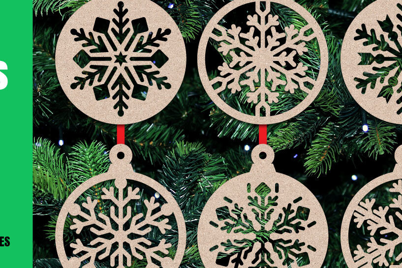 Σετ των 3 Intra απο ξύλο plywood 3mm-4mm πάχος Χριστουγεννιάτικα στολίδια κοπής με λέιζερ Νο.1 Δίασταση 8x8 cm INTRAFABR-20547171