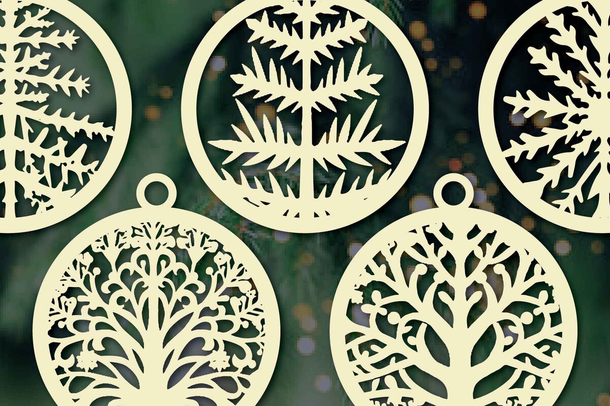 Σετ των 3 Intra απο ξύλο plywood 3mm-4mm πάχος Χριστουγεννιάτικα στολίδια Cut  Δίασταση 8x8 cm INTRAFABR-80776331