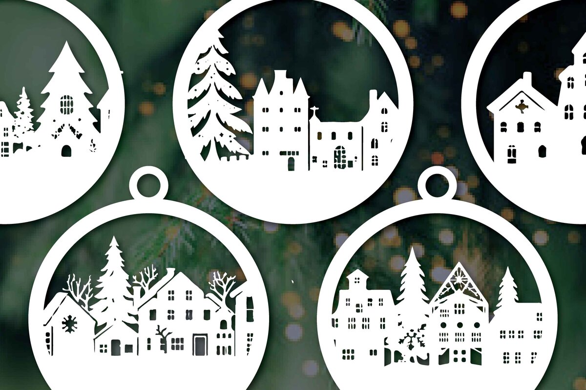 Σετ των 3 Intra απο ξύλο plywood 3mm-4mm πάχος Χριστουγεννιάτικα στολίδια Cut  Δίασταση 8x8 cm INTRAFABR-80786485