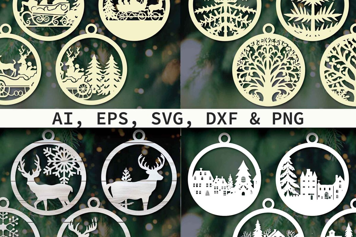 Σετ των 3 Intra απο ξύλο plywood 3mm-4mm πάχος Χριστουγεννιάτικα στολίδια Cut  Δίασταση 8x8 cm INTRAFABR-80831492