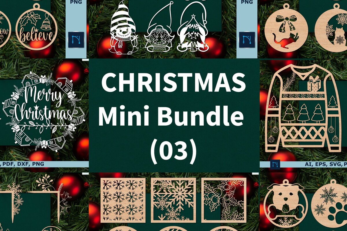 Σετ των 2 Intra απο ξύλο plywood 3mm-4mm πάχος Χριστουγεννιάτικα στολίδια Cut  Δίασταση 25x25 cm INTRAFABR-42791584