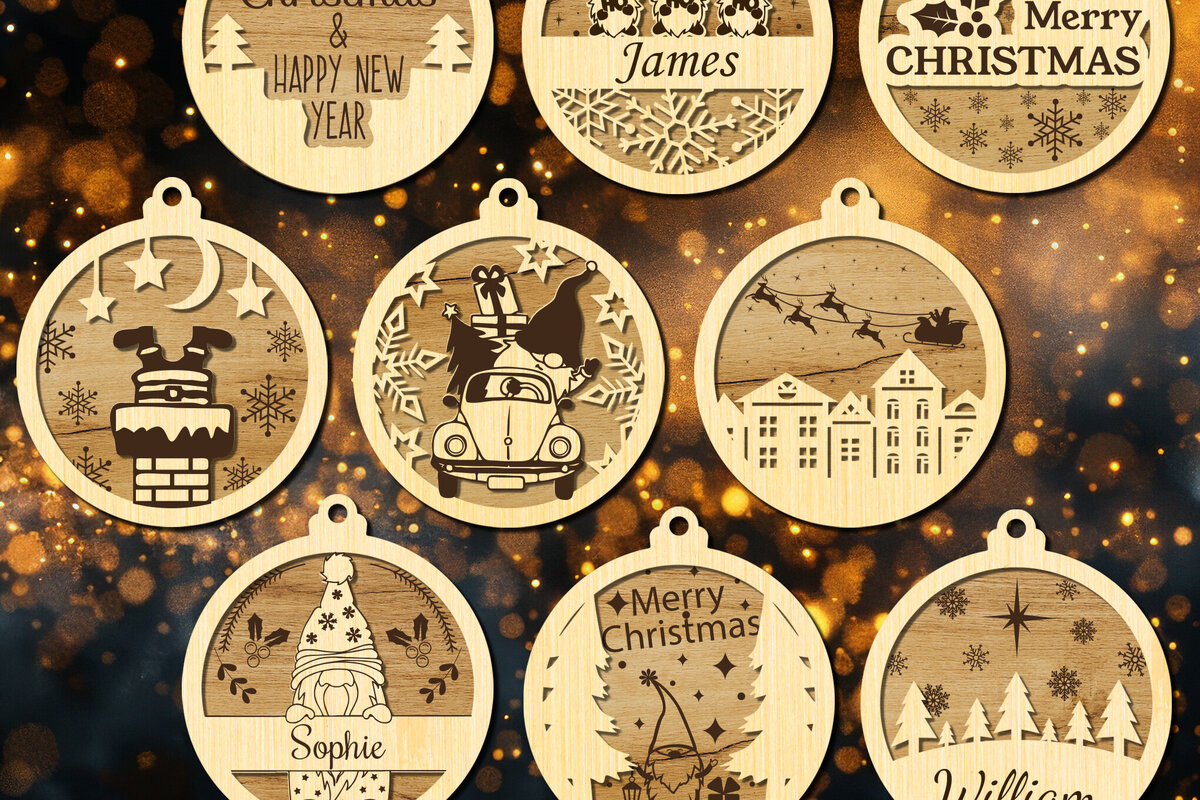 Σετ των 3 Intra απο ξύλο plywood 3mm-4mm πάχος Χριστουγεννιάτικα στολίδια 9 Δίασταση 3x3 cm INTRAFABR-108720844