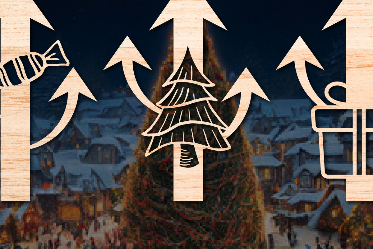 Σετ των 2 Intra απο ξύλο plywood 3mm-4mm πάχος Χριστουγεννιάτικα στολίδια Δίασταση 25x25 cm INTRAFABR-53534668