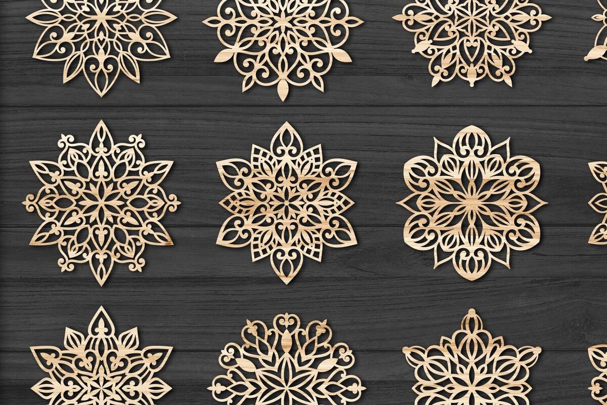 Σετ των 3 Intra απο ξύλο plywood 3mm-4mm πάχος Χριστουγεννιάτικα στολίδια νιφάδας χιονιού 104 Δίασταση 8x8 cm INTRAFABR-78695014