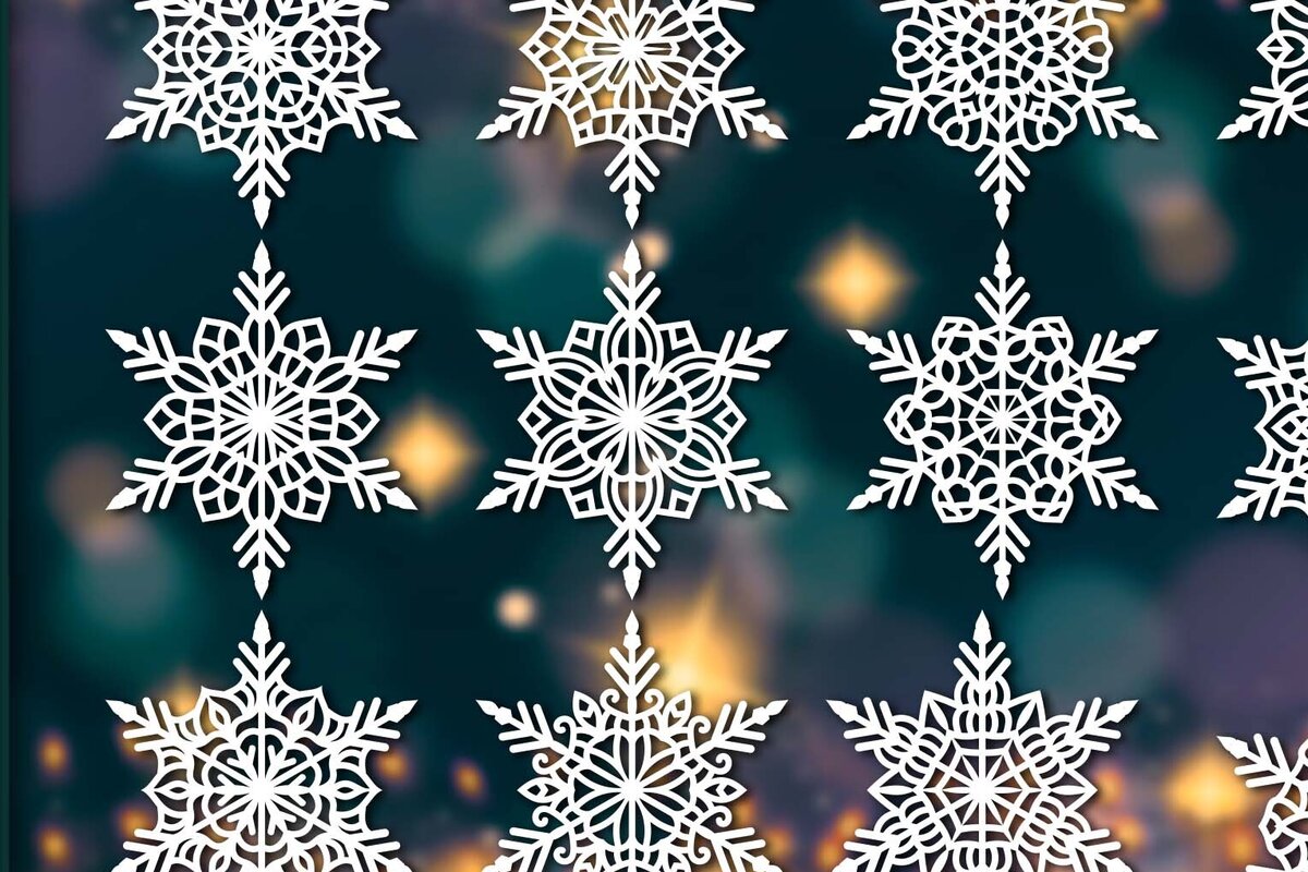 Σετ των 3 Intra απο ξύλο plywood 3mm-4mm πάχος με χριστουγεννιάτικα στολίδια Snowflake 58 Δίασταση 8x8 cm INTRAFABR-77827848