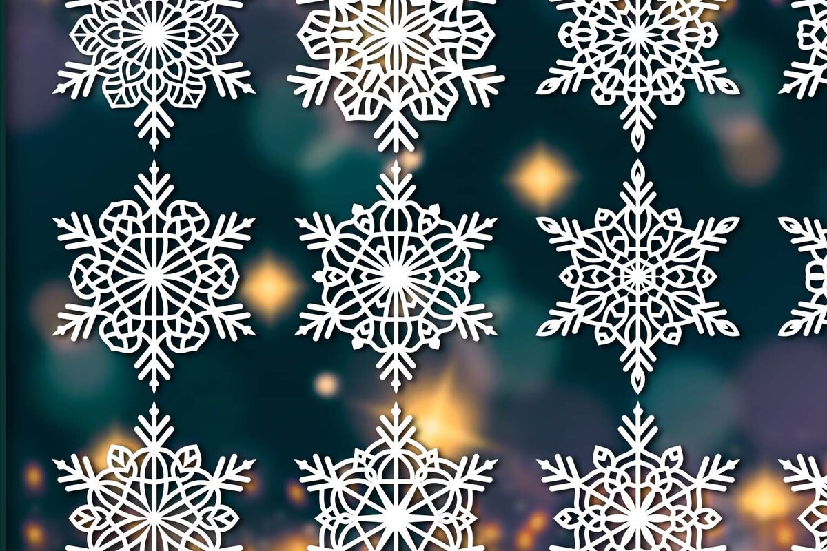 Σετ των 3 Intra απο ξύλο plywood 3mm-4mm πάχος Χριστουγεννιάτικα στολίδια Snowflake 60 Δίασταση 8x8 cm INTRAFABR-77828065