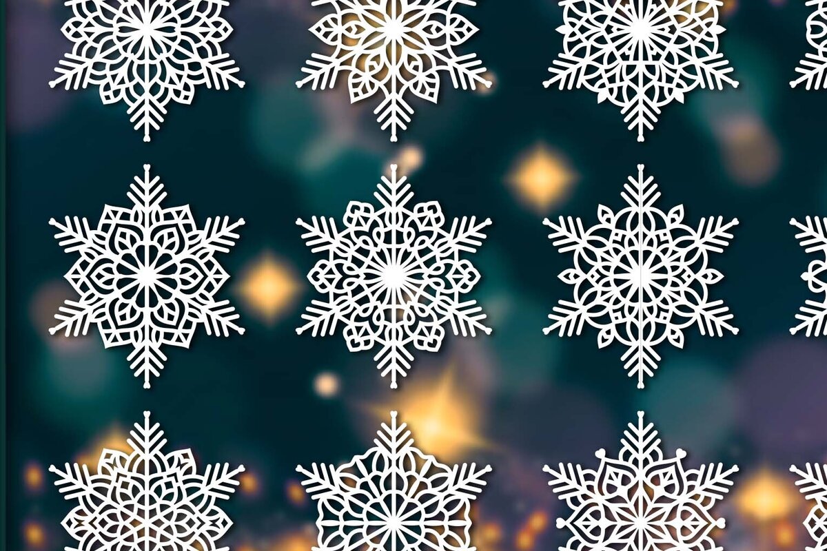 Σετ των 3 Intra απο ξύλο plywood 3mm-4mm πάχος Χριστουγεννιάτικα στολίδια Snowflake 62 Δίασταση 8x8 cm INTRAFABR-77828933