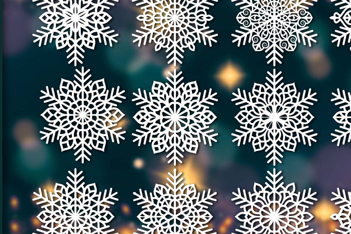 Σετ των 3 Intra απο ξύλο plywood 3mm-4mm πάχος με χριστουγεννιάτικα στολίδια Snowflake 69 Δίασταση 8x8 cm INTRAFABR-77830147