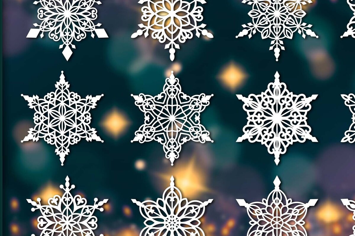 Σετ των 3 Intra απο ξύλο plywood 3mm-4mm πάχος Χριστουγεννιάτικα στολίδια Snowflake 70 Δίασταση 8x8 cm INTRAFABR-77830490