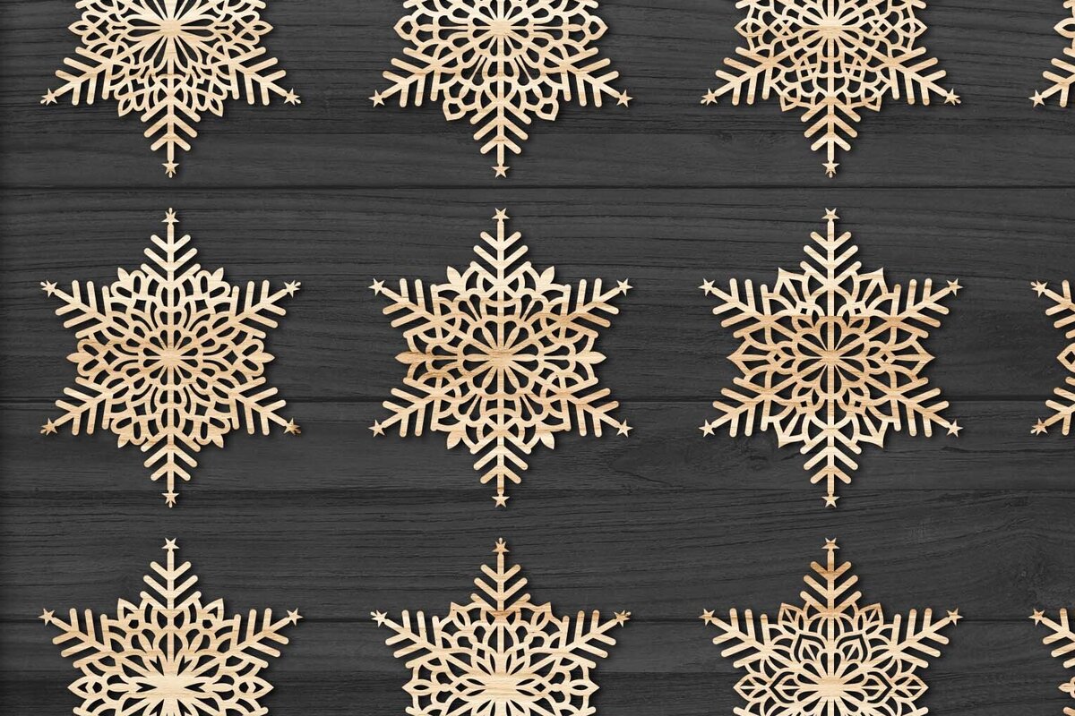 Σετ των 3 Intra απο ξύλο plywood 3mm-4mm πάχος Χριστουγεννιάτικα στολίδια Snowflake 88 Δίασταση 8x8 cm INTRAFABR-78026014