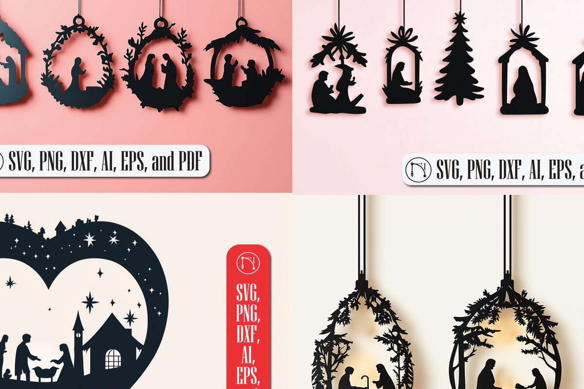 Σετ των 3 Intra απο ξύλο plywood 3mm-4mm πάχος Χριστουγεννιάτικα στολίδια Δίασταση 8x8 cm INTRAFABR-109096669