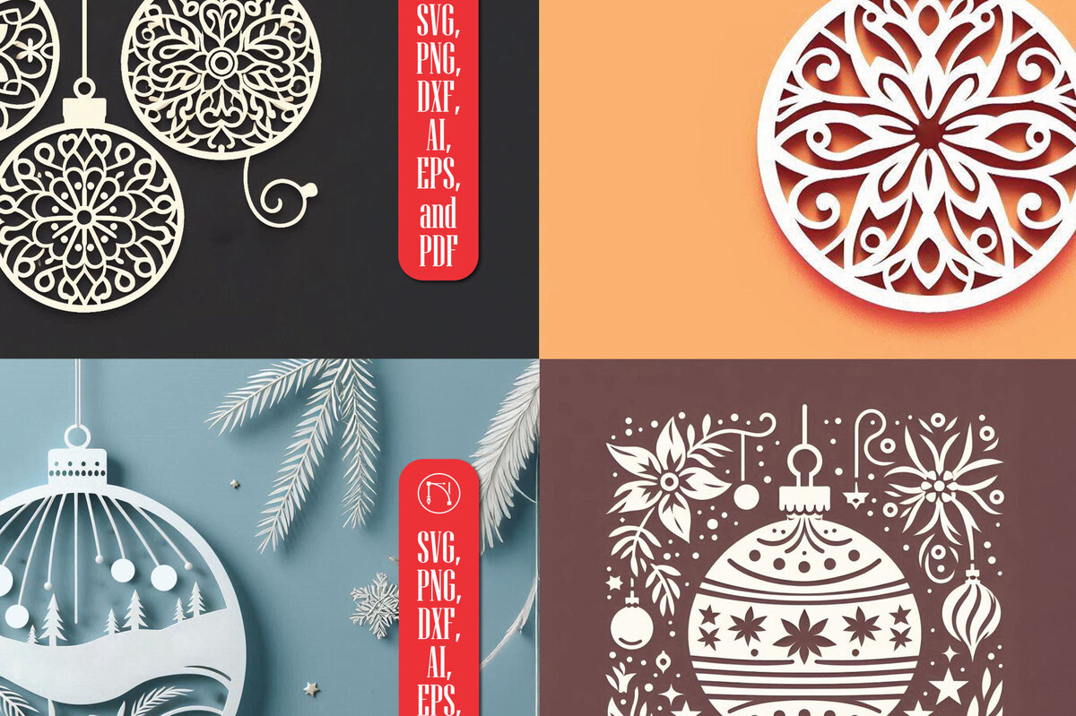 Σετ των 3 Intra απο ξύλο plywood 3mm-4mm πάχος Χριστουγεννιάτικα στολίδια Cut File Δίασταση 4x4 cm INTRAFABR-109978388