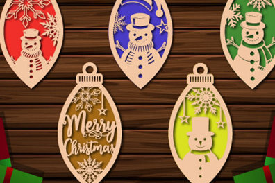 Σετ των 3 Intra απο ξύλο plywood 3mm-4mm πάχος Χριστουγεννιάτικα στολίδια Δίασταση 8x8 cm INTRAFABR-107720349
