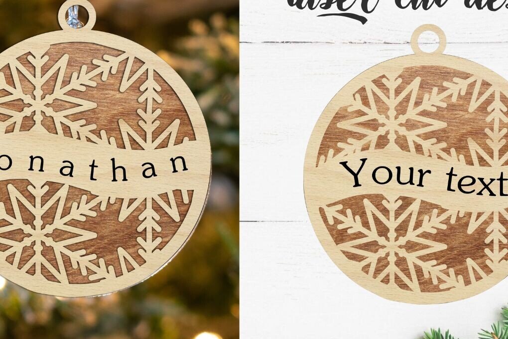 Σετ των 3 Intra απο ξύλο plywood 3mm-4mm πάχος Χριστουγεννιάτικα στολίδια , κοπής με λέιζερ Δίασταση 8x8 cm INTRAFABR-80324504