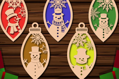 Σετ των 3 Intra απο ξύλο plywood 3mm-4mm πάχος Χριστουγεννιάτικα στολίδια Δίασταση 8x8 cm INTRAFABR-107720161