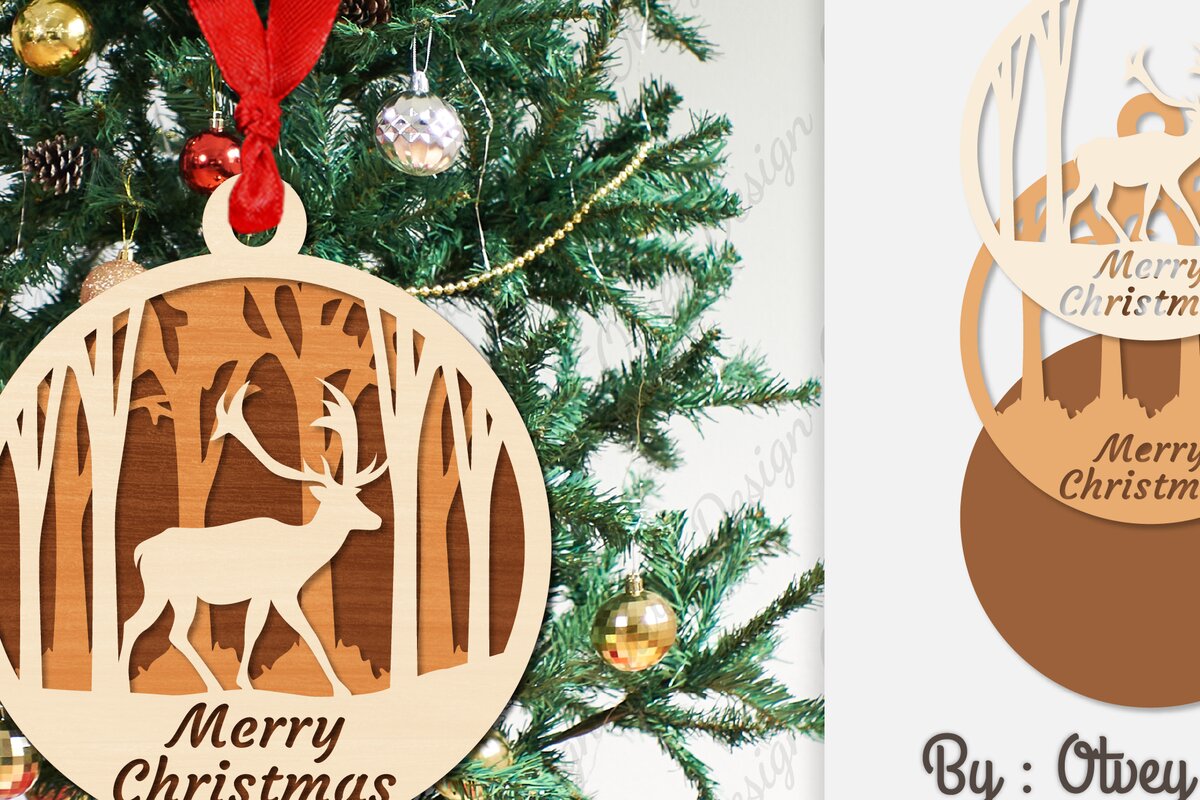 Σετ των 3 Intra απο ξύλο plywood 3mm-4mm πάχος Χριστουγεννιάτικα στολίδια  Δίασταση 8x8 cm INTRAFABR-107912638