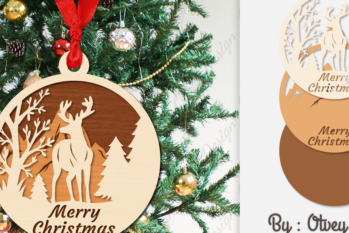 Σετ των 3 Intra απο ξύλο plywood 3mm-4mm πάχος Χριστουγεννιάτικα στολίδια  Δίασταση 8x8 cm INTRAFABR-107912659