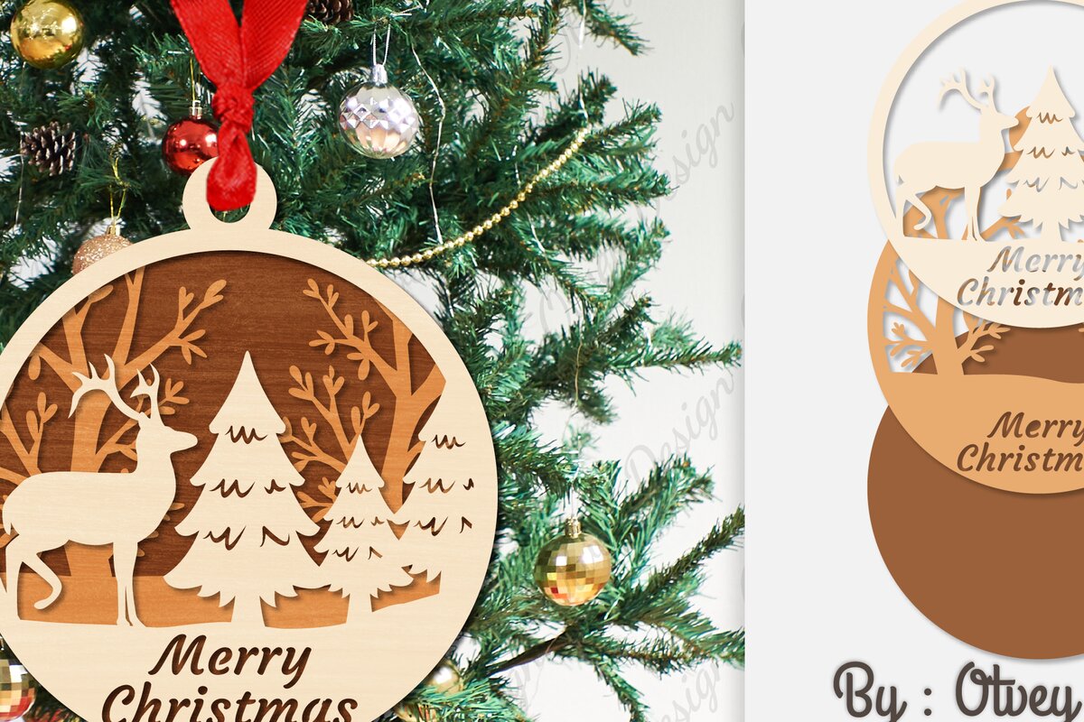 Σετ των 3 Intra απο ξύλο plywood 3mm-4mm πάχος Χριστουγεννιάτικα στολίδια  Δίασταση 8x8 cm INTRAFABR-107910498