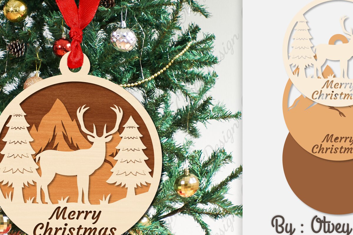 Σετ των 3 Intra απο ξύλο plywood 3mm-4mm πάχος Χριστουγεννιάτικα στολίδια  Δίασταση 8x8 cm INTRAFABR-107912407