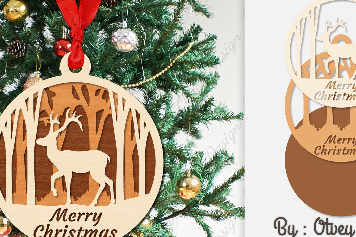 Σετ των 3 Intra απο ξύλο plywood 3mm-4mm πάχος Χριστουγεννιάτικα στολίδια  Δίασταση 8x8 cm INTRAFABR-107912413