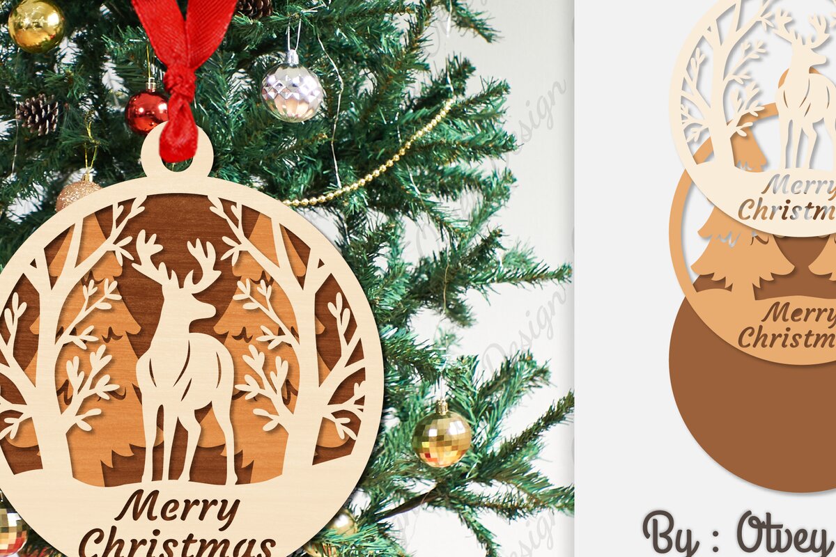 Σετ των 3 Intra απο ξύλο plywood 3mm-4mm πάχος Χριστουγεννιάτικα στολίδια  Δίασταση 8x8 cm INTRAFABR-107912474