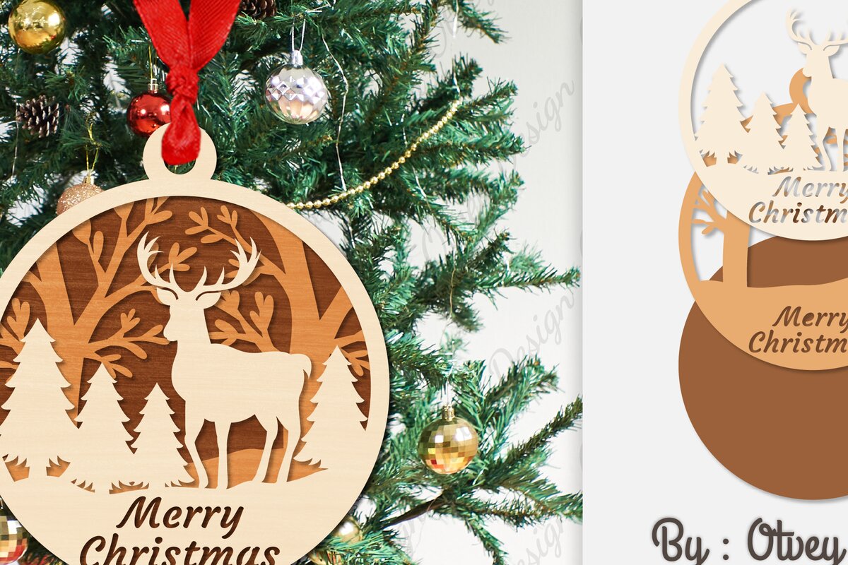 Σετ των 3 Intra απο ξύλο plywood 3mm-4mm πάχος Χριστουγεννιάτικα στολίδια  Δίασταση 8x8 cm INTRAFABR-107912515