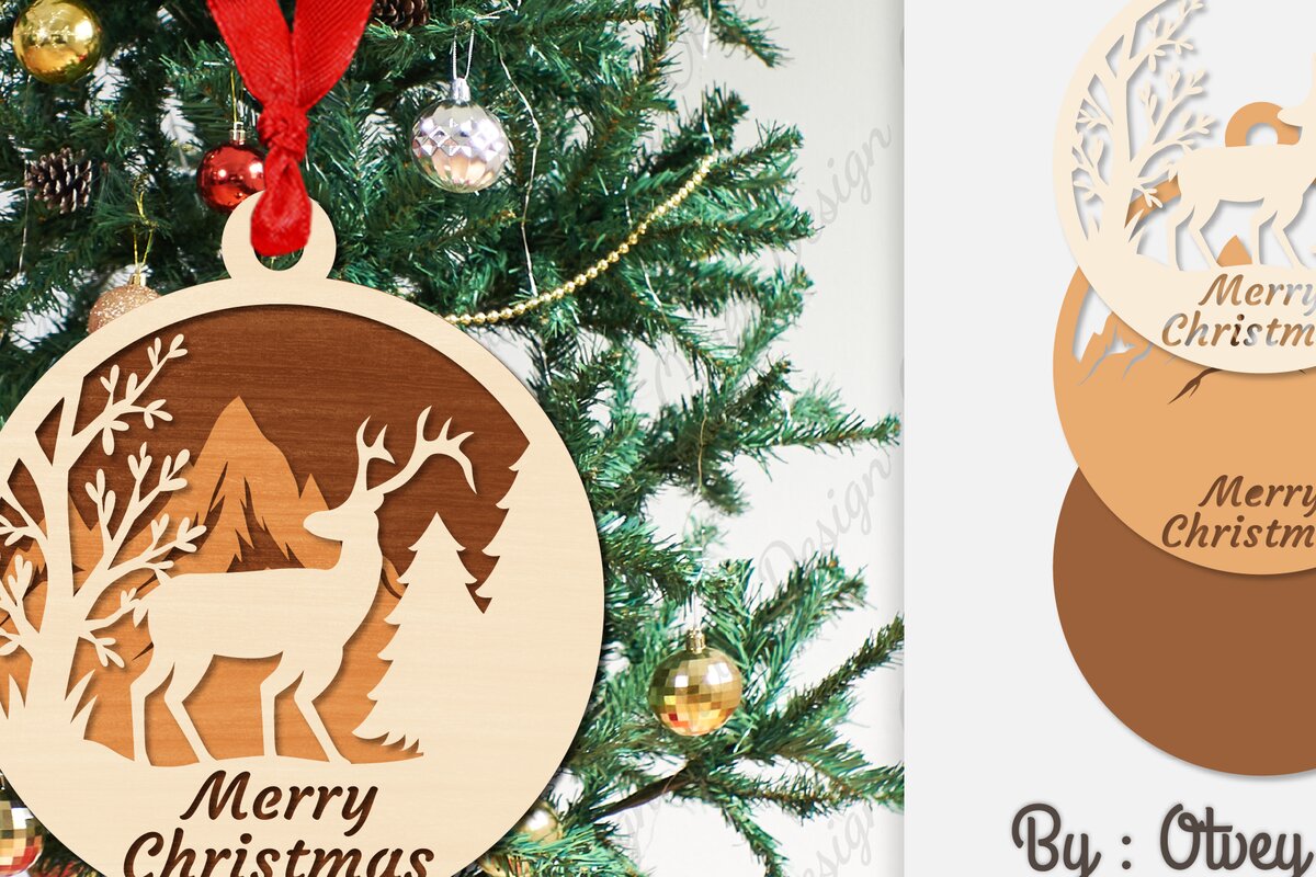 Σετ των 3 Intra απο ξύλο plywood 3mm-4mm πάχος Χριστουγεννιάτικα στολίδια  Δίασταση 8x8 cm INTRAFABR-107912534