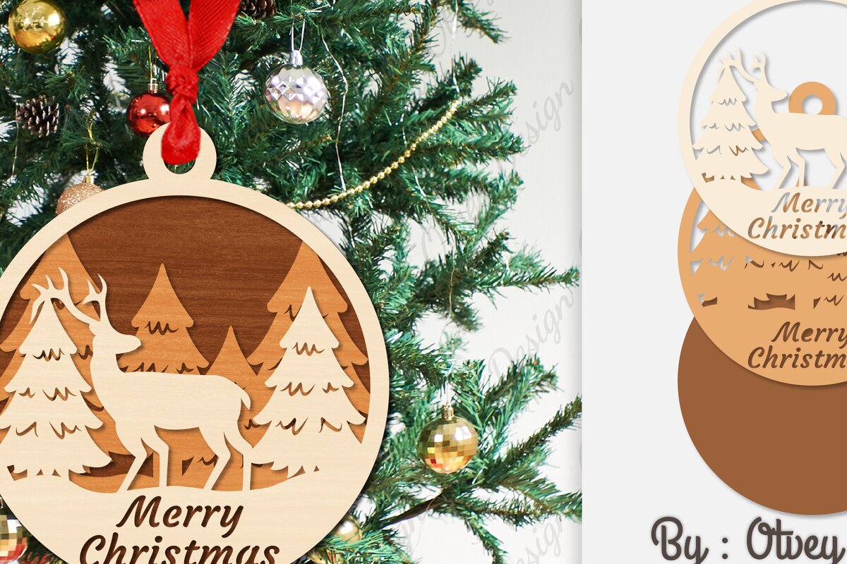 Σετ των 3 Intra απο ξύλο plywood 3mm-4mm πάχος Χριστουγεννιάτικα στολίδια  Δίασταση 8x8 cm INTRAFABR-107910464