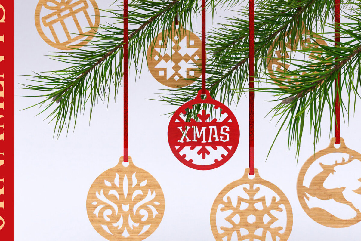 Σετ των 3 Intra απο ξύλο plywood 3mm-4mm πάχος Χριστουγεννιάτικα στολίδια Vol.1 - 120 Cut File Δίασταση 8x8 cm INTRAFABR-11979493
