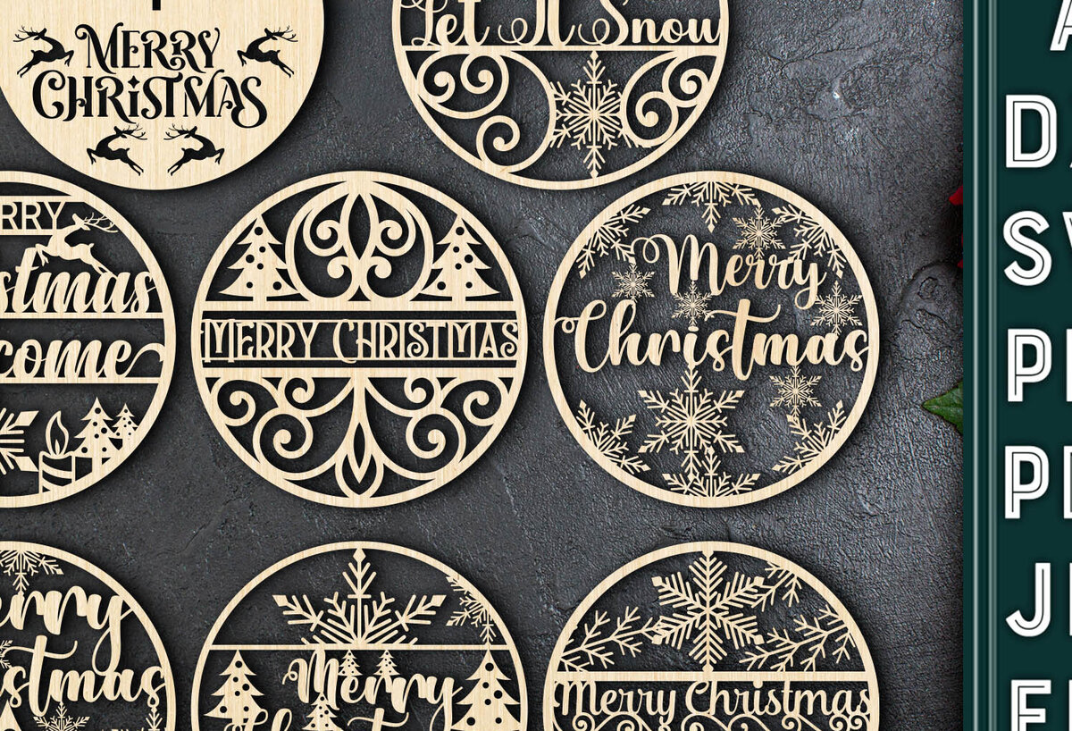 Σετ των 3 Intra απο ξύλο plywood 3mm-4mm πάχος ΧΡΙΣΤΟΥΓΕΝΝΙΑΤΙΚΑ Στολίδια Στεφάνι Κοπή  Δίασταση 8x8 cm INTRAFABR-77824545
