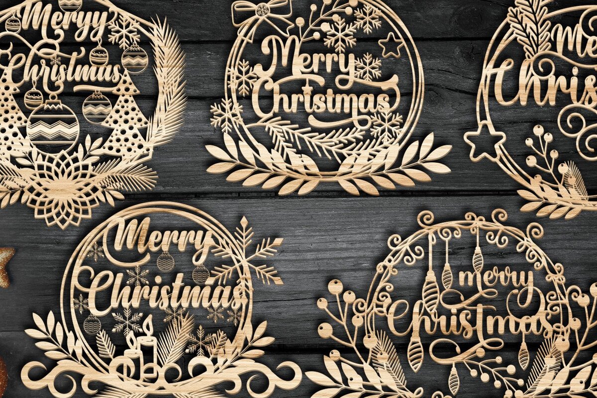 Σετ των 3 Intra απο ξύλο plywood 3mm-4mm πάχος ΧΡΙΣΤΟΥΓΕΝΝΙΑΤΙΚΑ Στολίδια Στεφάνι Κοπή  Δίασταση 8x8 cm INTRAFABR-44125773