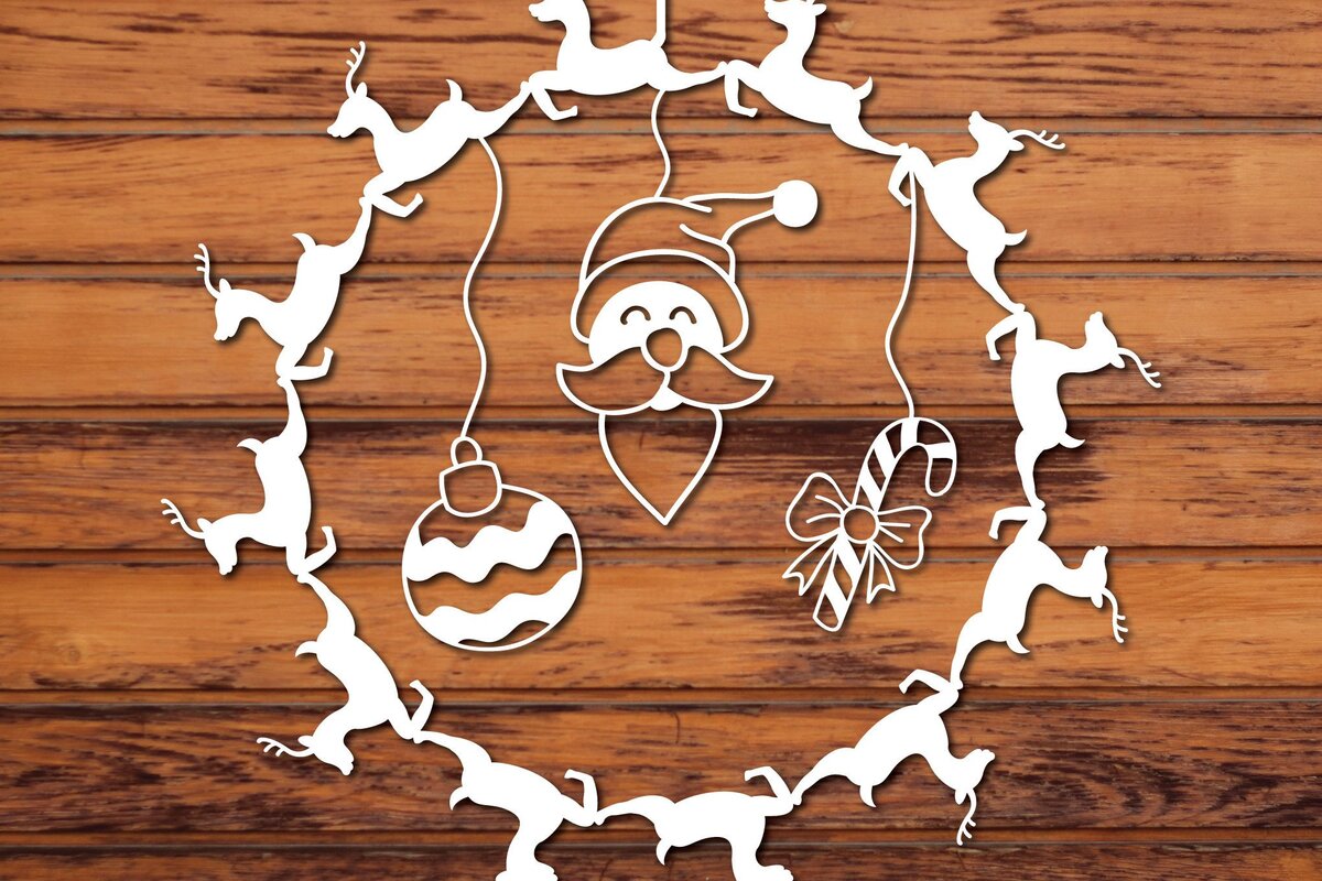 Σετ των 2 Intra απο ξύλο plywood 3mm-4mm πάχος Χριστουγεννιάτικο 3d Paper Cut Δίασταση 1200x1200 cm INTRAFABR-33898463