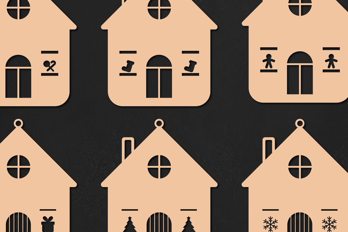 Σετ των 2 Intra απο ξύλο plywood 3mm-4mm πάχος Χριστουγεννιάτικο Papercraft House Δίασταση 15x15 cm INTRAFABR-49340083