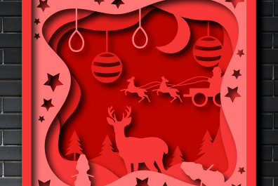 Σετ των 2 Intra απο ξύλο plywood 3mm-4mm πάχος Χριστουγεννιάτικο χάρτινο 3d Shadow Box Δίασταση 25x25 cm INTRAFABR-80516306